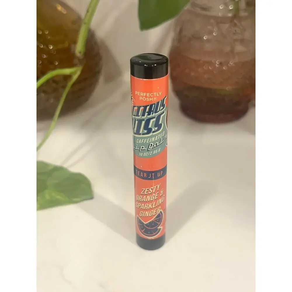 Perfectly Posh Citrus Kiss Caffeinated Lip Balm Orange Ginger NEW Sealed Rare